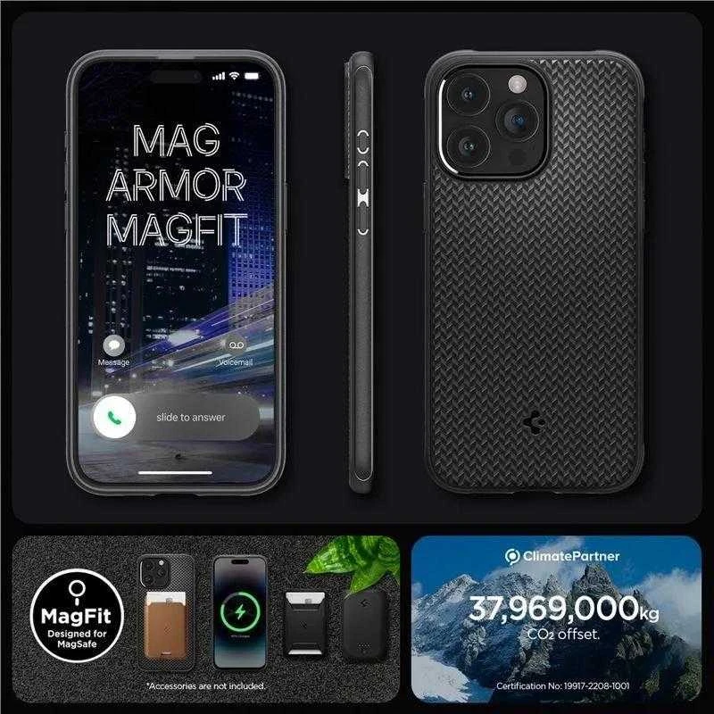 Spigen Mag Armor (MagFit) dėklas skirtas Apple iPhone 15 Pro, spalva - Matte Black