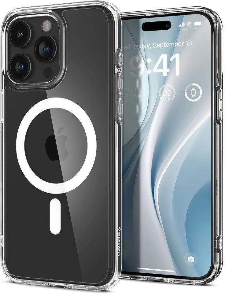 Spigen Ultra Hybrid (MagFit) dėklas skirtas Apple iPhone 15 Pro, Baltos spalvos