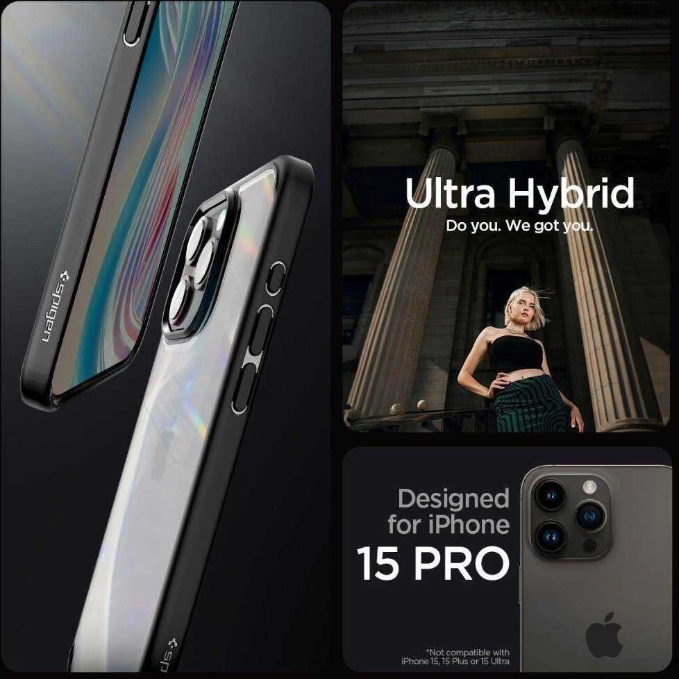Spigen Ultra Hybrid Matte dėklas skirtas Apple iPhone 15 Pro, spalva - Frost Black