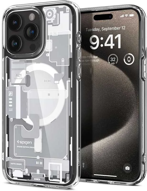 Spigen Ultra Hybrid Zero One (MagFit) dėklas skirtas Apple iPhone 15 Pro, spalva - Zero One White