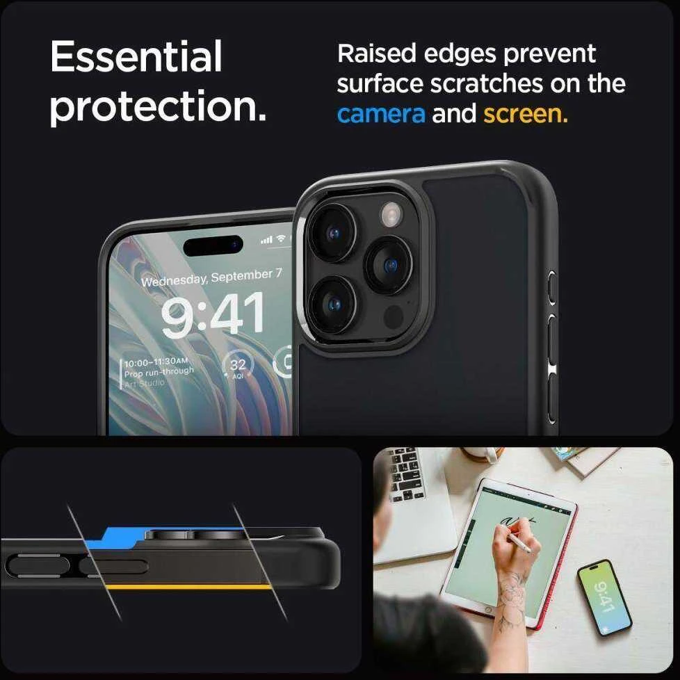 Spigen Ultra Hybrid Matte dėklas skirtas Apple iPhone 15 Pro, spalva - Frost Black