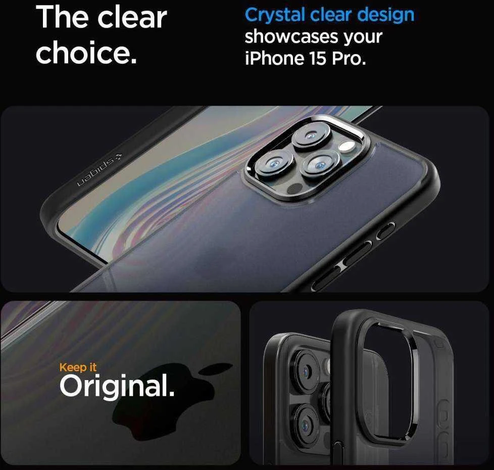 Spigen Ultra Hybrid Matte dėklas skirtas Apple iPhone 15 Pro, spalva - Frost Black