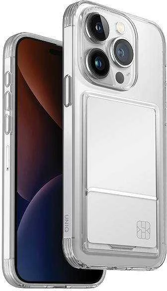 UNIQ dėklas Air Fender ID Apple iPhone 15 Pro 6.1″ nude skaidrus Cardslot