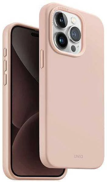 UNIQ dėklas Lino Hue Apple iPhone 15 Pro 6.1″ Magclick Charging blush rožinės spalvos
