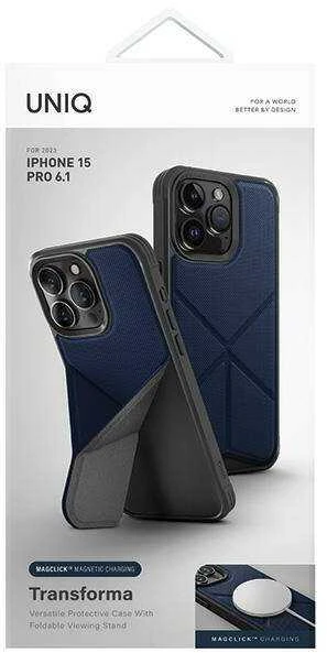 UNIQ dėklas Transforma Apple iPhone 15 Pro 6.1"Magclick Charging mėlynos spalvos