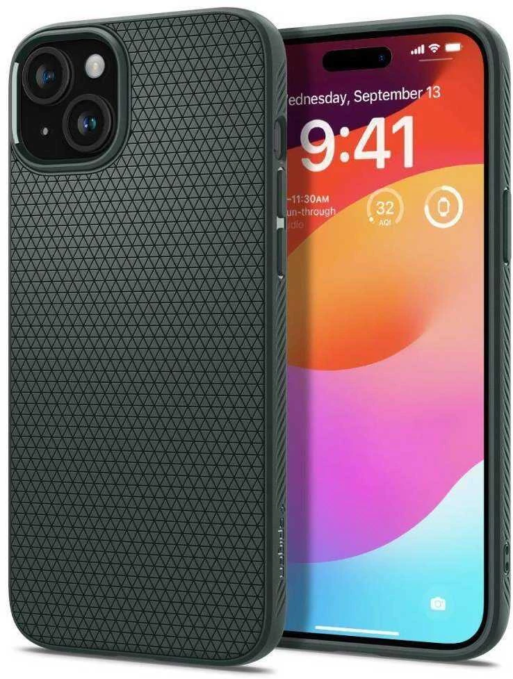 Dėklas Spigen Liquid Air, abyss žalias – Apple iPhone 15