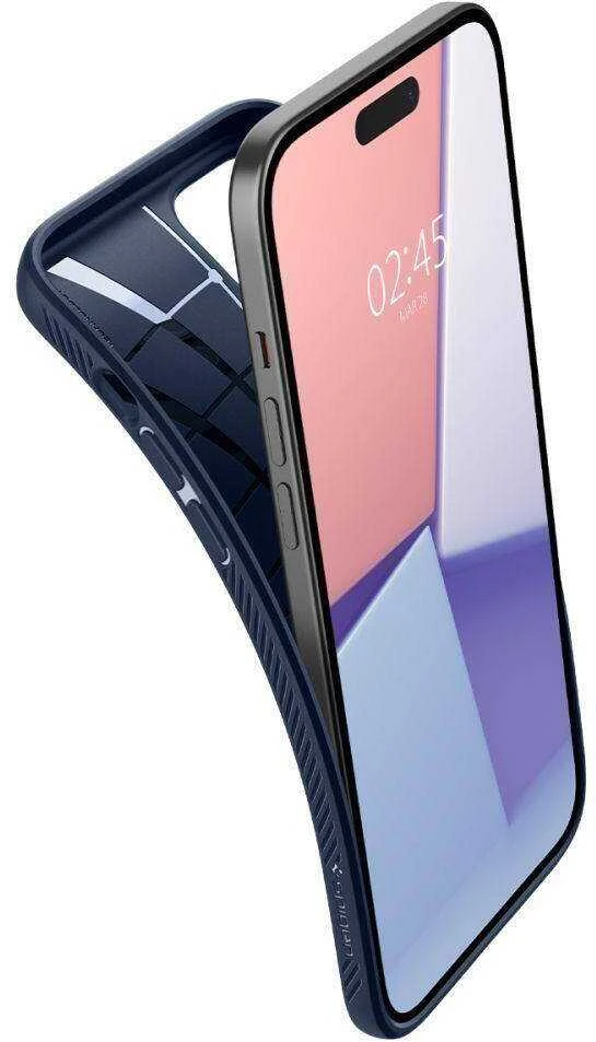 Dėklas Spigen Liquid Air, navy mėlynas – Apple iPhone 15
