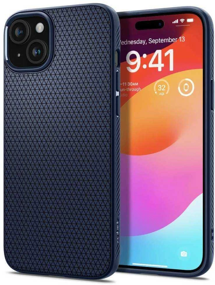 Dėklas Spigen Liquid Air, navy mėlynas – Apple iPhone 15