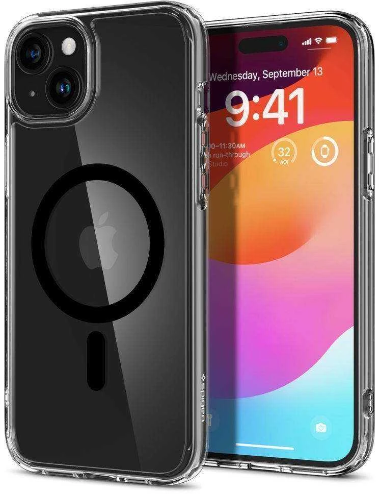 Spigen Ultra Hybrid (MagFit) dėklas skirtas Apple iPhone 15, Juodos spalvos