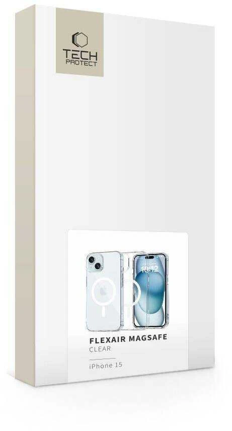 Apple iPhone 15 Tech-Protect FlexAir MagSafe Clear dėklas telefonui skaidrus