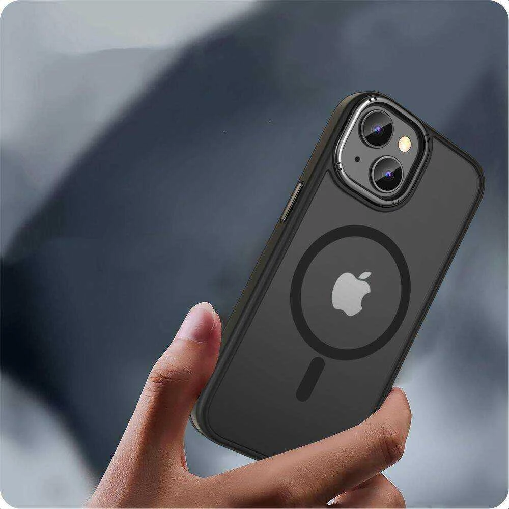 Apple iPhone 15 Tech-Protect Magmat „2” MagSafe Matte dėklas telefonui juodos spalvos