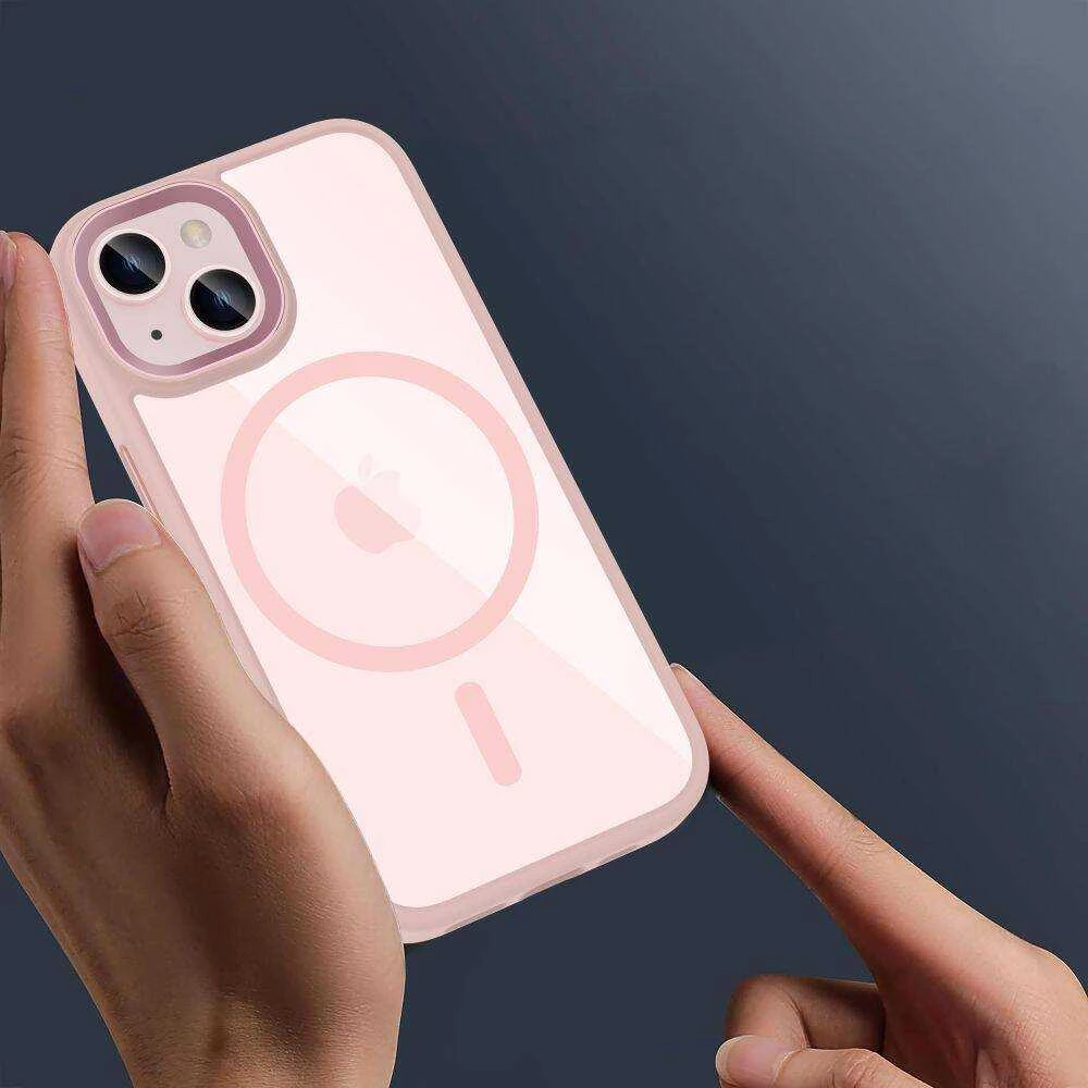 Apple iPhone 15 Tech-Protect Magmat MagSafe dėklas telefonui skaidrusne dėklas telefonui rožinės spalvos