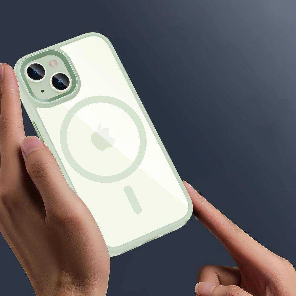 Apple iPhone 15 Tech-Protect Magmat MagSafe transparent telefono dėklas žalios spalvos