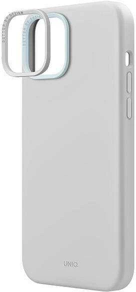 UNIQ dėklas Lino Hue Apple iPhone 15 / 14 / 13 6.1″ Magclick Charging chalk pilkos spalvos