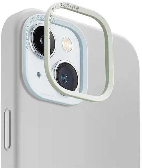 UNIQ dėklas Lino Hue Apple iPhone 15 / 14 / 13 6.1″ Magclick Charging chalk pilkos spalvos