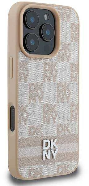 Apple iPhone 16 Pro DKNY Checkered Pattern & Printed Stripes (DKHCP16LPCPTSSP) dėklas telefonui rožinės spalvos