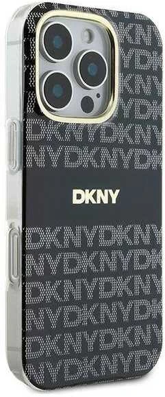 Apple iPhone 16 Pro Max DKNY Repeat Texture Pattern With Stripe (DKHMP16XHRHSEK) dėklas telefonui juodos spalvos