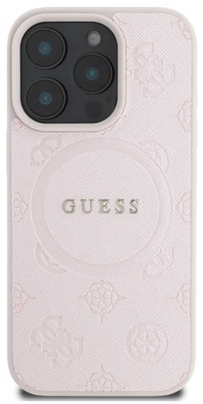 Guess Saffiano Peony Classic Logo MagSafe - dėklas skirtas Apple iPhone 16 Pro Max pink