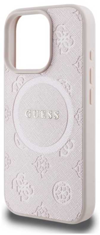 Guess Saffiano Peony Classic Logo MagSafe - dėklas skirtas Apple iPhone 16 Pro Max pink