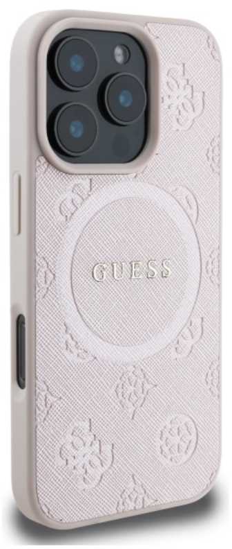 Guess Saffiano Peony Classic Logo MagSafe - dėklas skirtas Apple iPhone 16 Pro Max pink