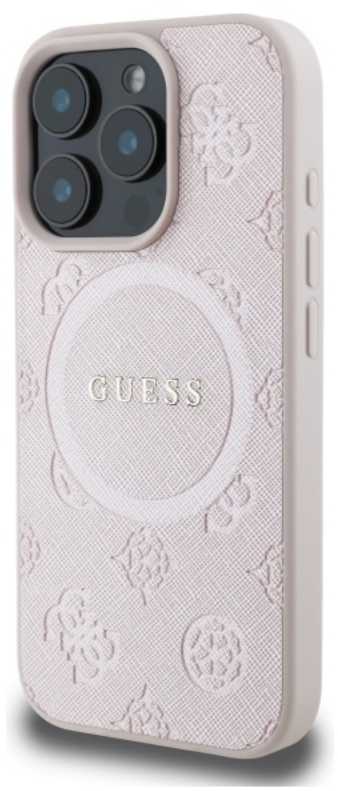 Guess Saffiano Peony Classic Logo MagSafe - dėklas skirtas Apple iPhone 16 Pro Max pink