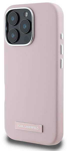 Apple iPhone 16 Pro Max Karl Lagerfeld FW Metal Plate MagSafe (KLHMP16XPGMSRPP) dėklas telefonui rožinės spalvos