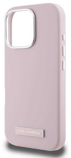 Apple iPhone 16 Pro Max Karl Lagerfeld FW Metal Plate MagSafe (KLHMP16XPGMSRPP) dėklas telefonui rožinės spalvos