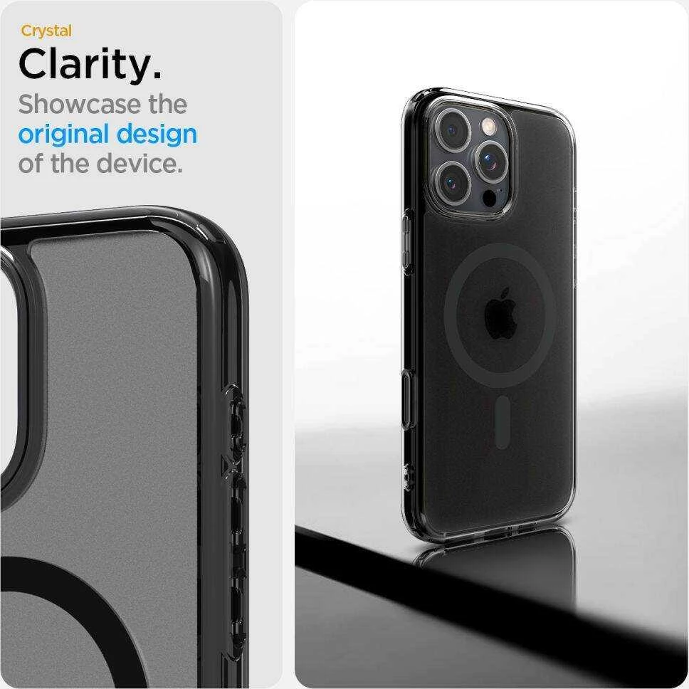 Apple iPhone 16 Pro Max Spigen Ultra Hybrid „T” Mag MagSafe Frost dėklas telefonui juodos spalvos