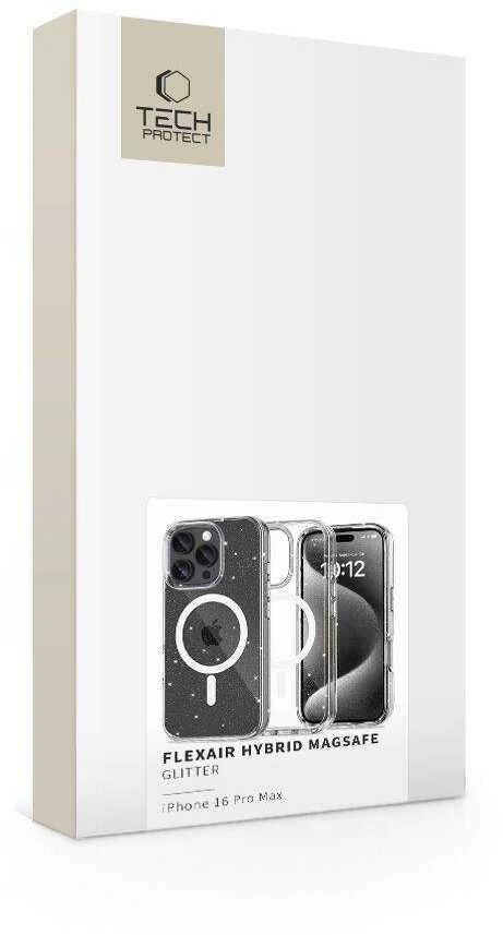 Apple iPhone 16 Pro Max Tech-Protect FlexAir Hybrid MagSafe Glitter dėklas telefonui skaidrus