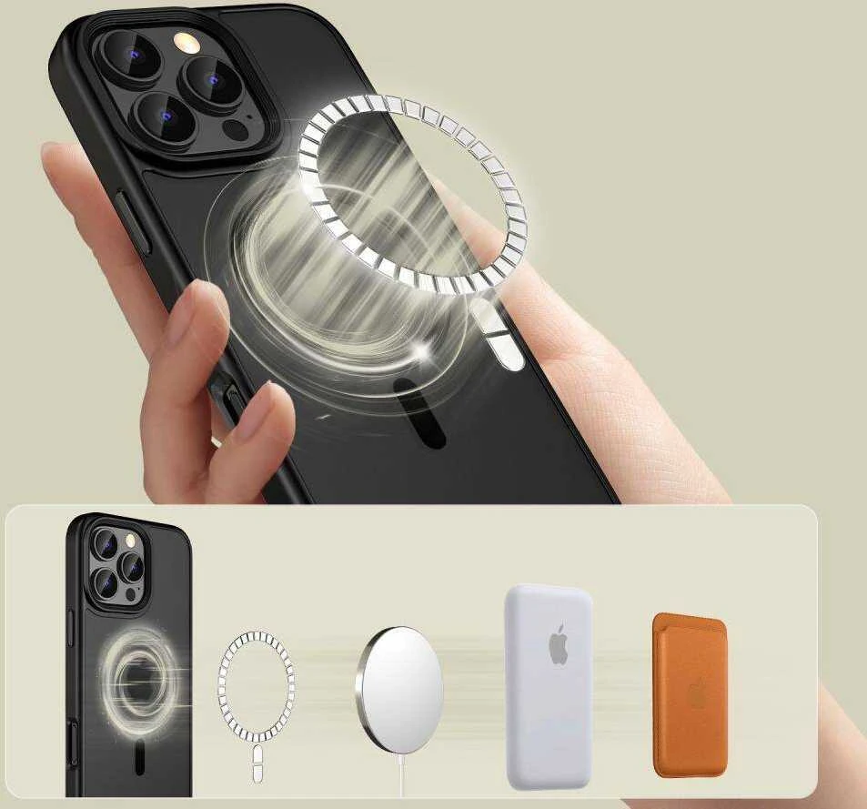 Apple iPhone 16 Pro Max Tech-Protect Magmat MagSafe Matte dėklas telefonui juodos spalvos