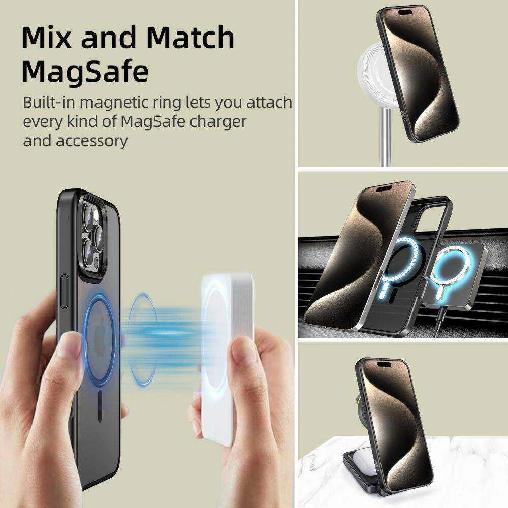 Apple iPhone 16 Pro Max Tech-Protect Magmat MagSafe Matte dėklas telefonui juodos spalvos