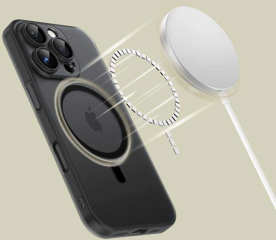 Apple iPhone 16 Pro Max Tech-Protect Magslim MagSafe Matte dėklas telefonui juodos spalvos