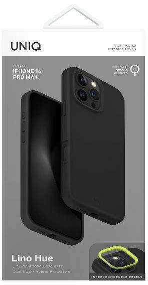 UNIQ Lino Hue Apple iPhone 16 Pro Max 6.9″ Magclick Charging dėklas pilkos spalvos charcoal pilkos spalvos