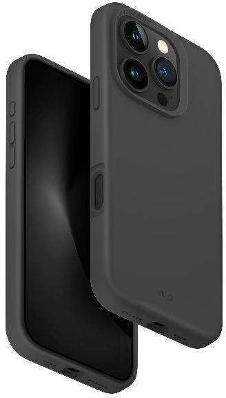 UNIQ Lino Hue Apple iPhone 16 Pro Max 6.9″ Magclick Charging dėklas pilkos spalvos charcoal pilkos spalvos
