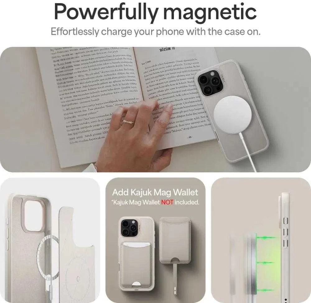 Dėklas „Spigen Cyrill Kajuk MagSafe“, kreminės spalvos – „Apple iPhone 16 Pro“