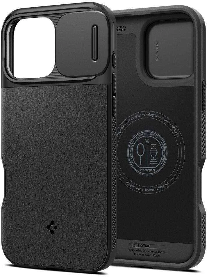 Apple iPhone 16 Pro Spigen Optik Armor Mag MagSafe dėklas telefonui juodos spalvos