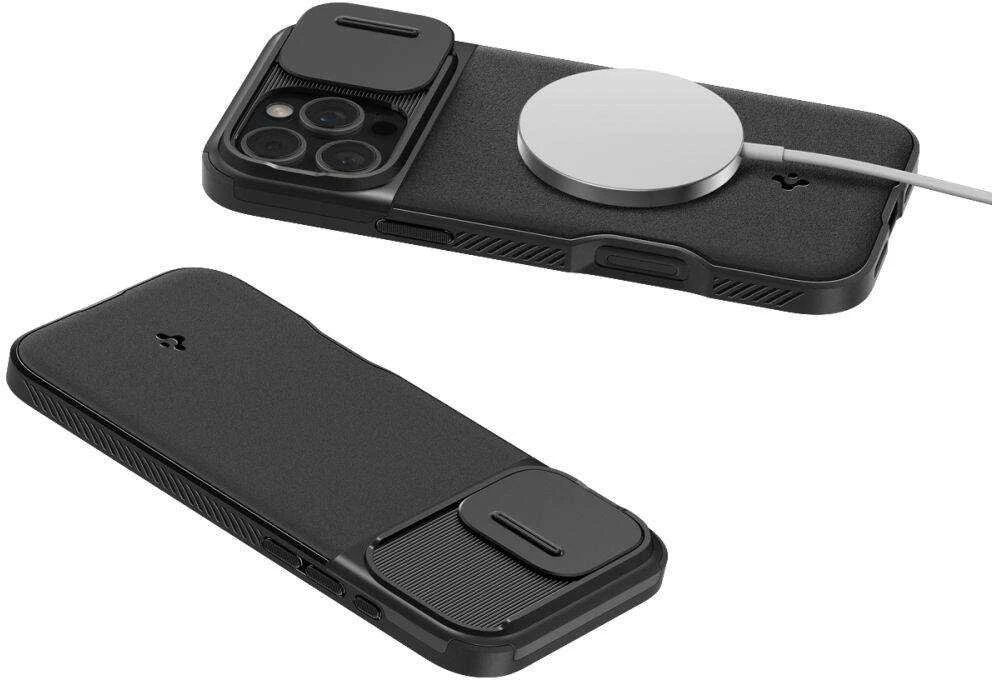 Apple iPhone 16 Pro Spigen Optik Armor Mag MagSafe dėklas telefonui juodos spalvos