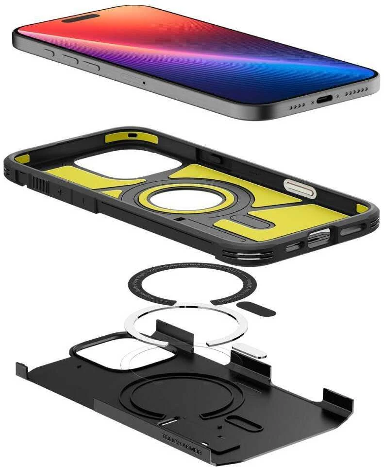 Apple iPhone 16 Pro Spigen Tough Armor „T” Mag MagSafe dėklas telefonui juodos spalvos