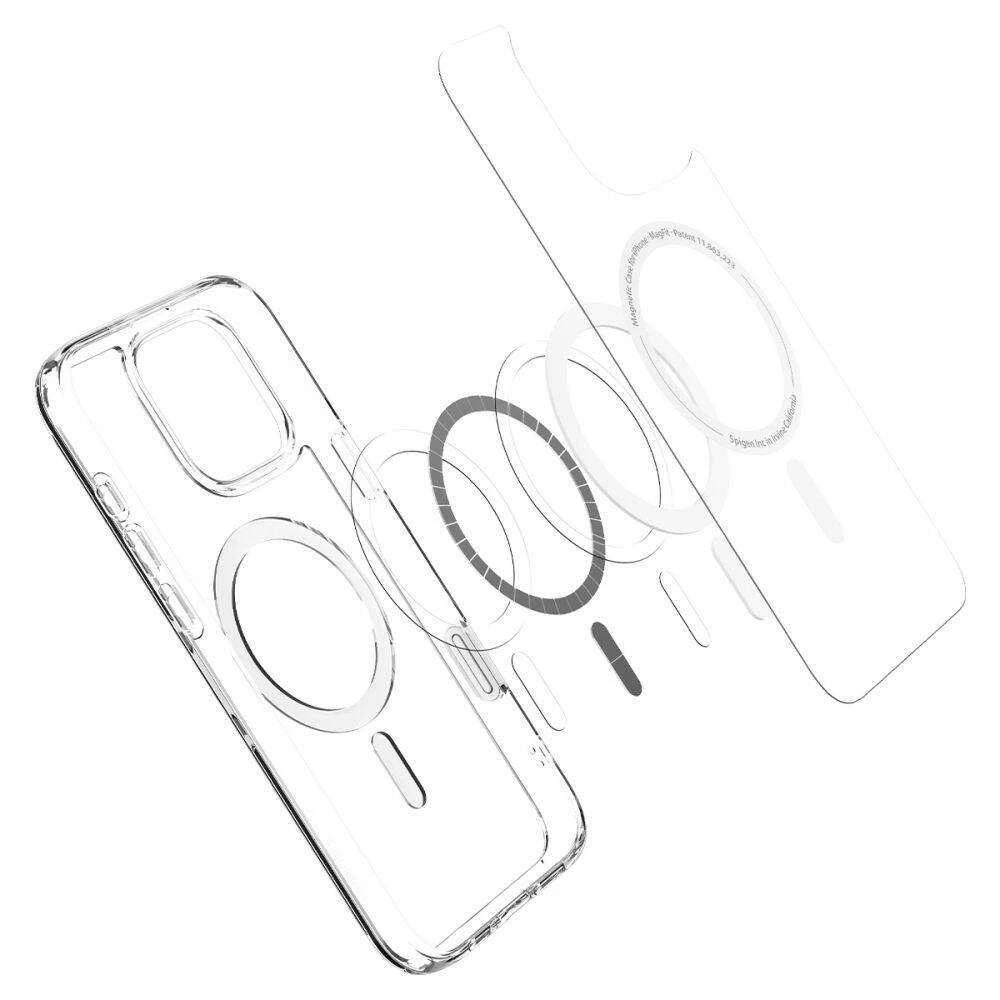 Apple iPhone 16 Pro Spigen Ultra Hybrid „T” Mag MagSafe dėklas telefonui baltos spalvos