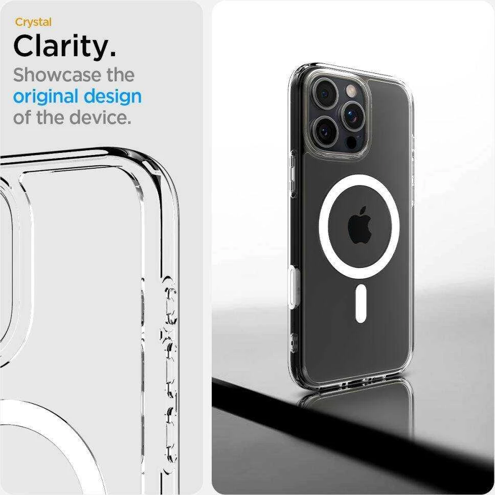 Apple iPhone 16 Pro Spigen Ultra Hybrid „T” Mag MagSafe dėklas telefonui baltos spalvos