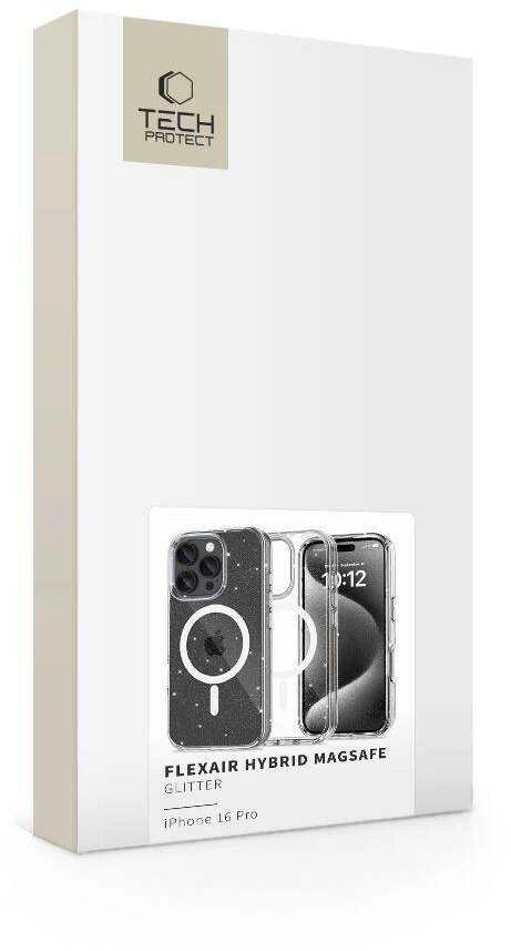 Apple iPhone 16 Pro Tech-Protect FlexAir Hybrid MagSafe Glitter dėklas telefonui skaidrus