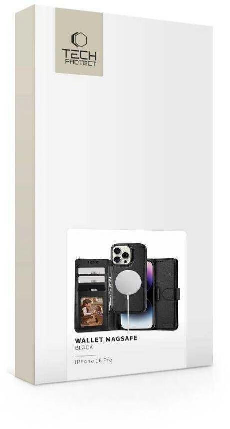 Apple iPhone 16 Pro Tech-Protect Wallet MagSafe dėklas telefonui juodos spalvos