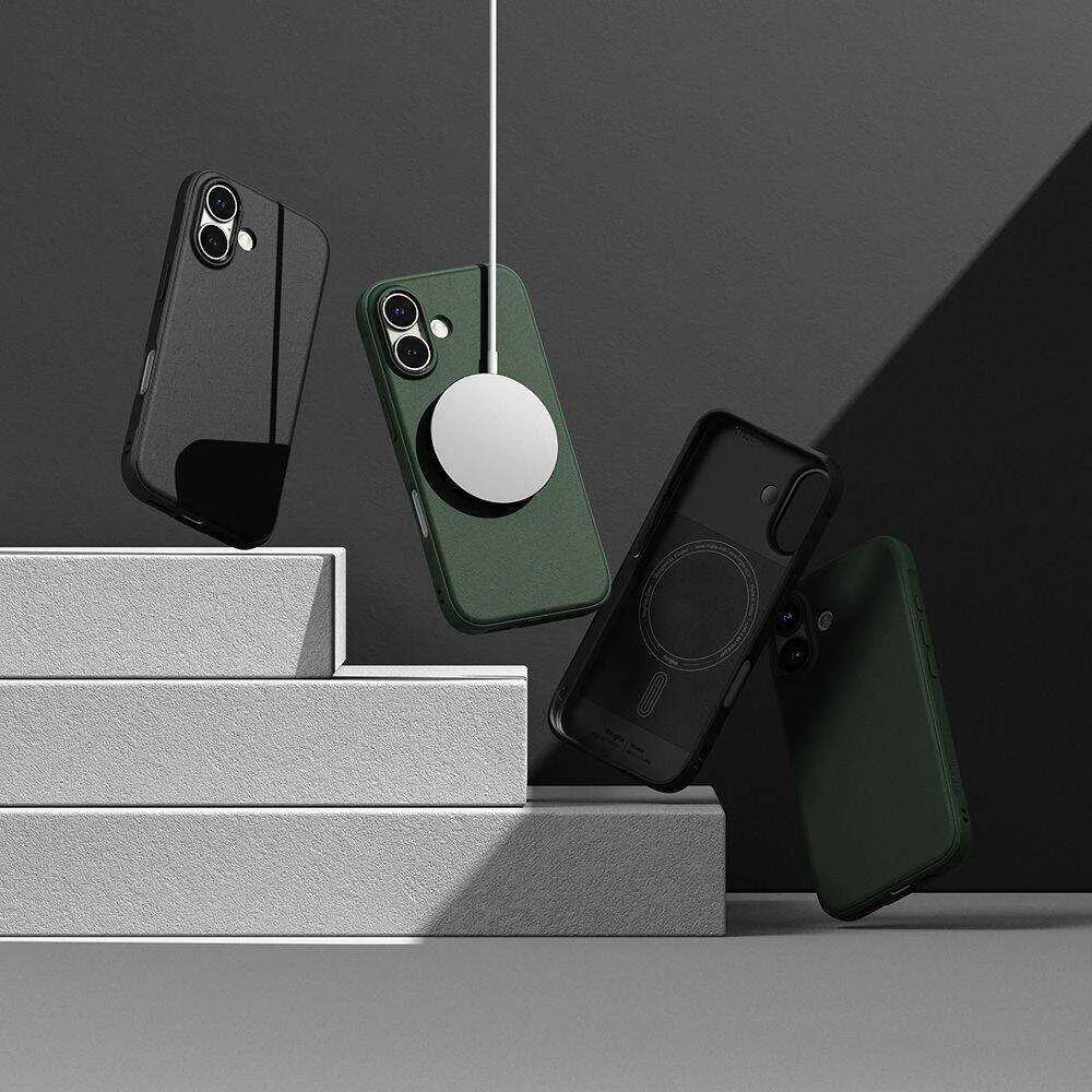 Apple iPhone 16 Ringke Onyx Magnetic MagSafe dėklas telefonui juodos spalvos