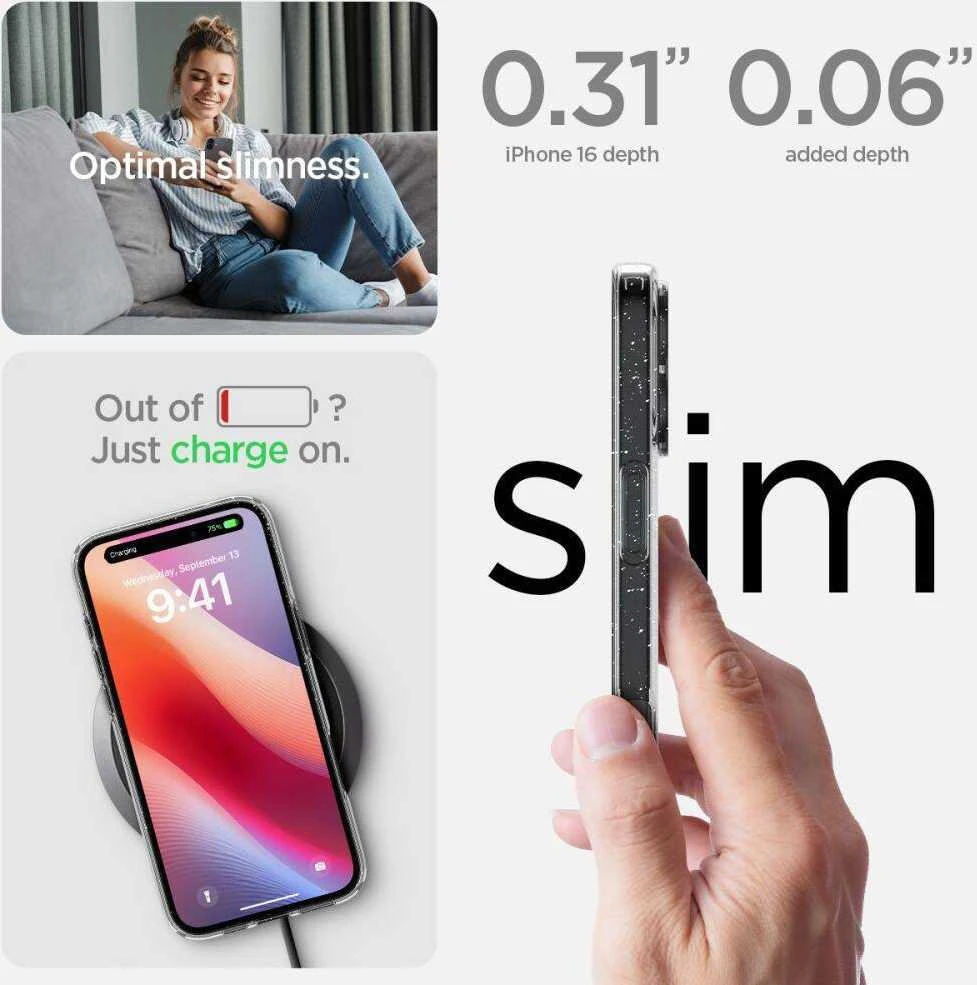 Apple iPhone 16 Spigen Liquid Crystal Glitter Crystal dėklas telefonui skaidrus