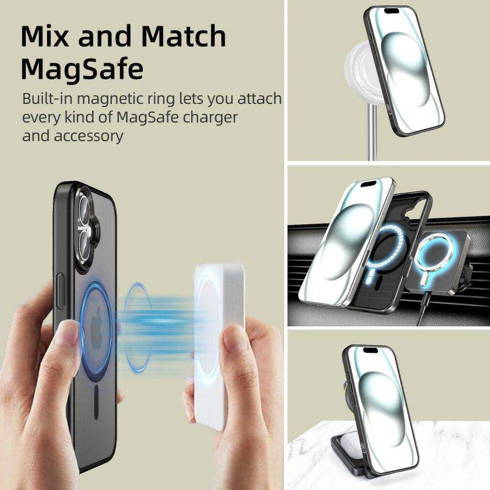 Apple iPhone 16 Tech-Protect Magmat MagSafe Matte dėklas telefonui juodos spalvos