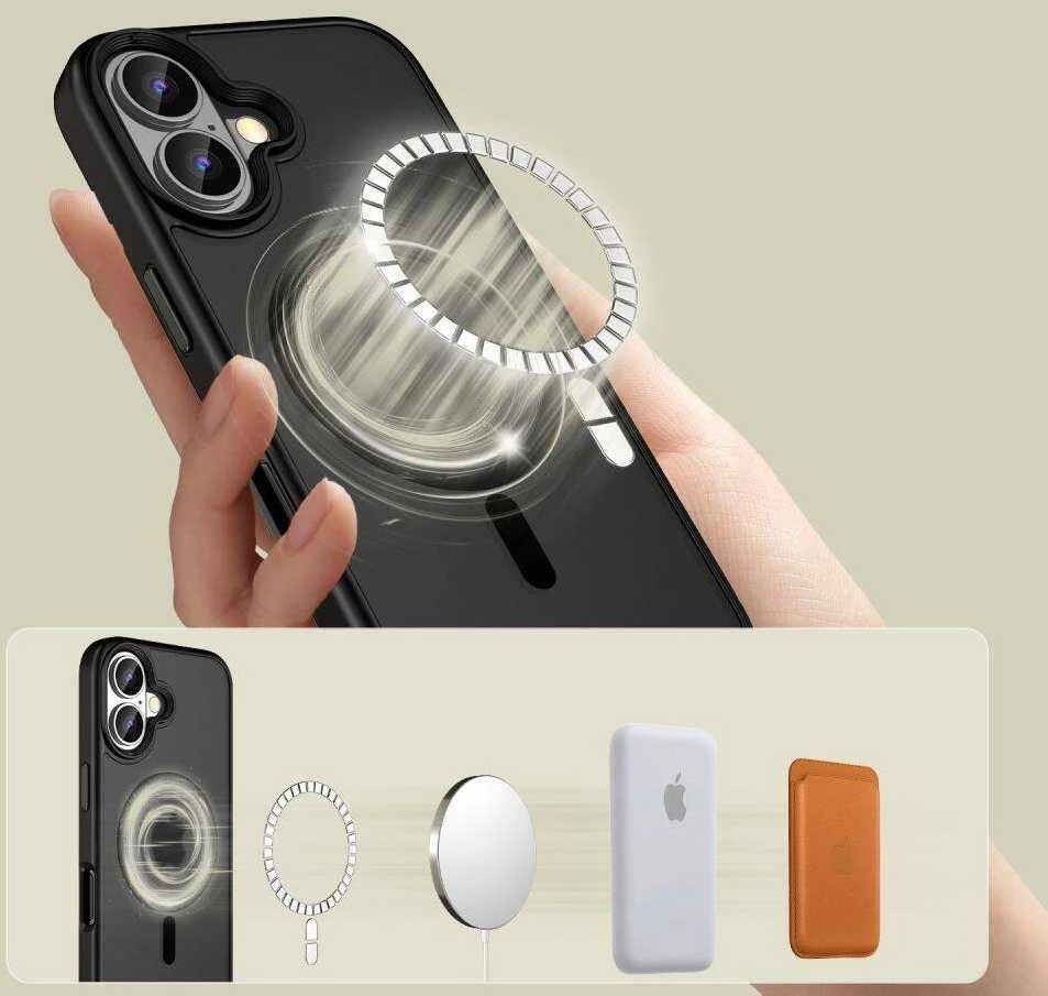 Apple iPhone 16 Tech-Protect Magmat MagSafe Matte dėklas telefonui juodos spalvos