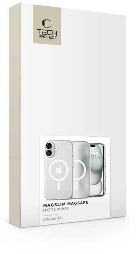 Apple iPhone 16 Tech-Protect Magslim MagSafe Matte dėklas telefonui baltos spalvos