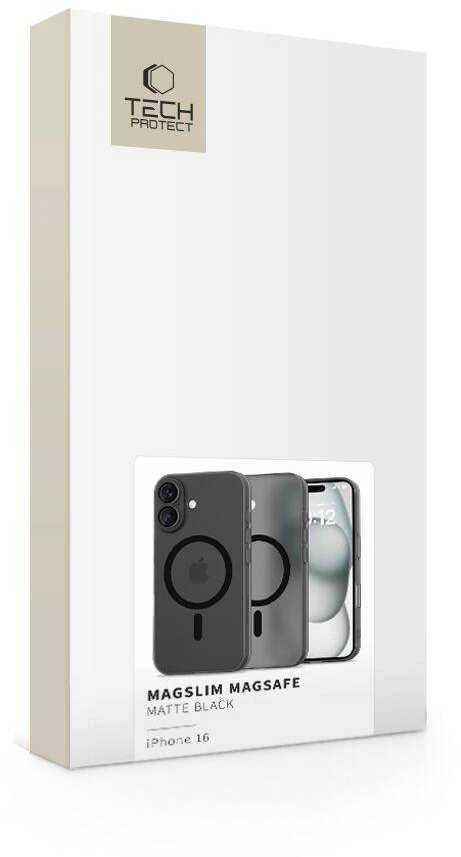 Apple iPhone 16 Tech-Protect Magslim MagSafe Matte dėklas telefonui juodos spalvos