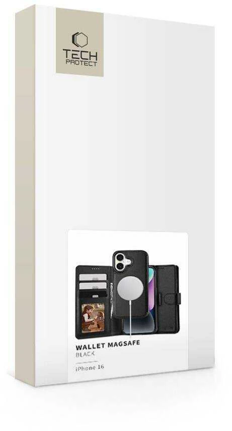Apple iPhone 16 Tech-Protect Wallet MagSafe dėklas telefonui juodos spalvos