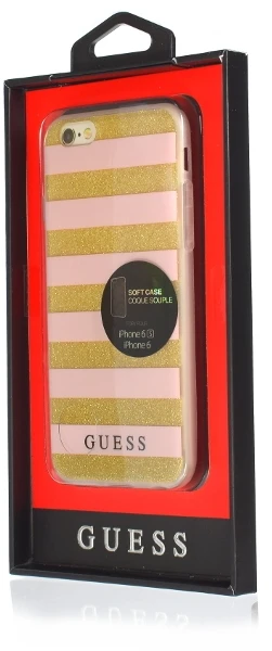 Guess iPhone 6 / 6S GUHCP6STGPI rožinis kietas dėklas Ethnic Chic Stripes 3D